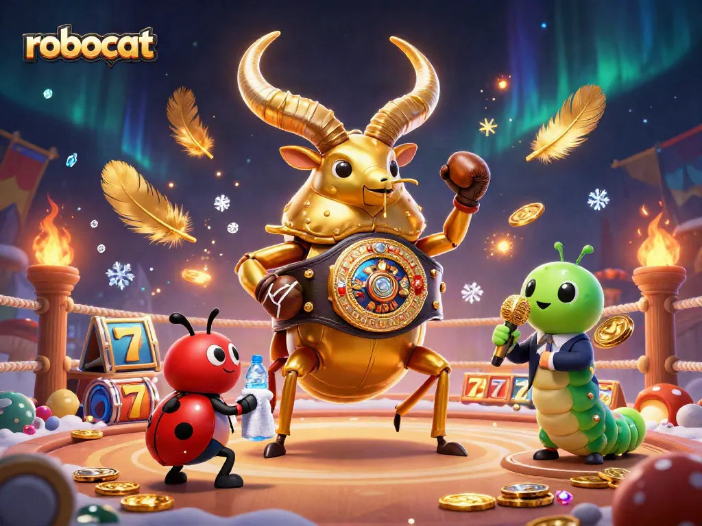 Engage with robocat in an exciting online casino setting filled with vibrant game elements and thrilling action.